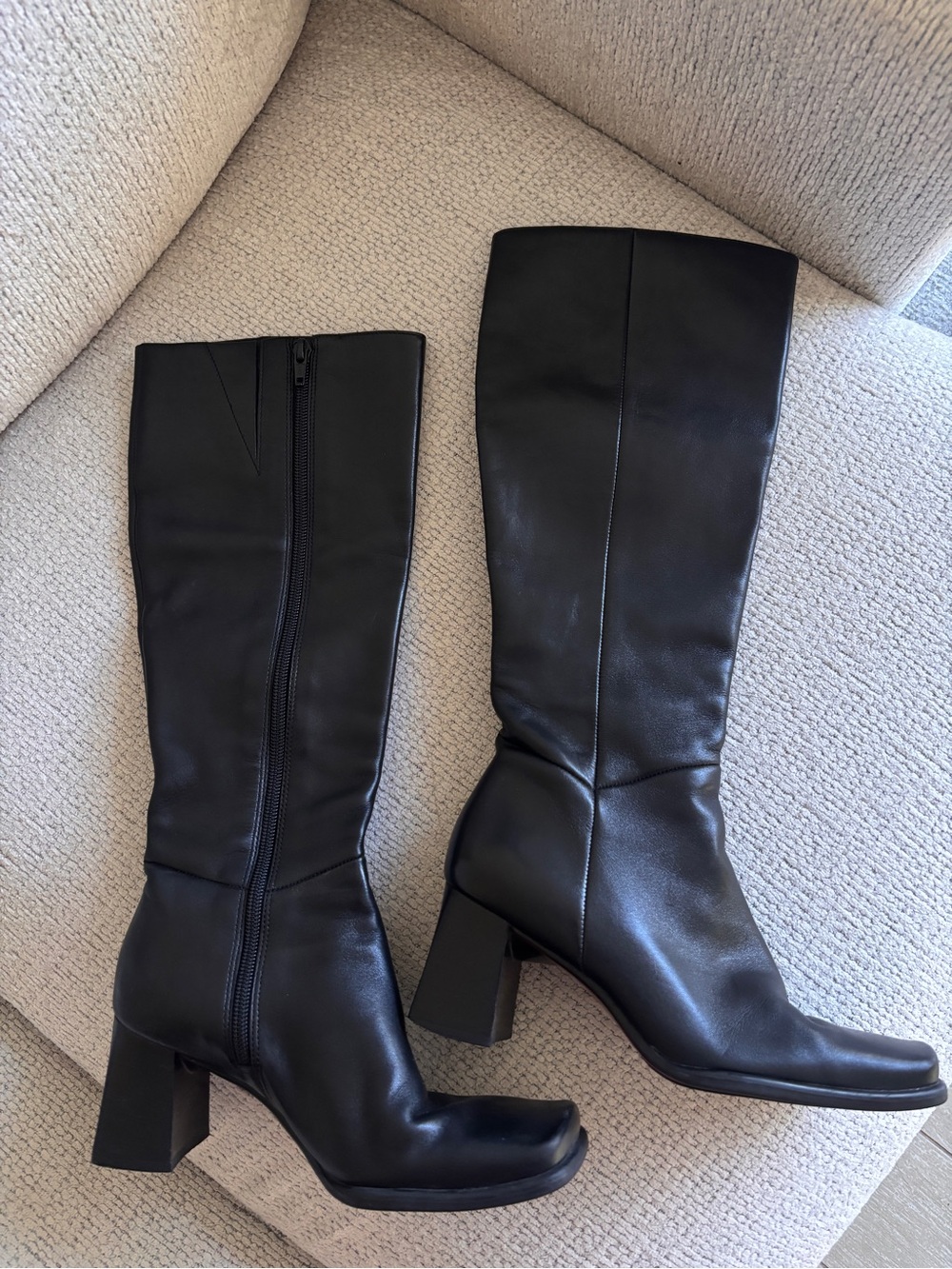 Vintage Nine West Zarras Y2K Black Square Toe Boots Sz 5.5